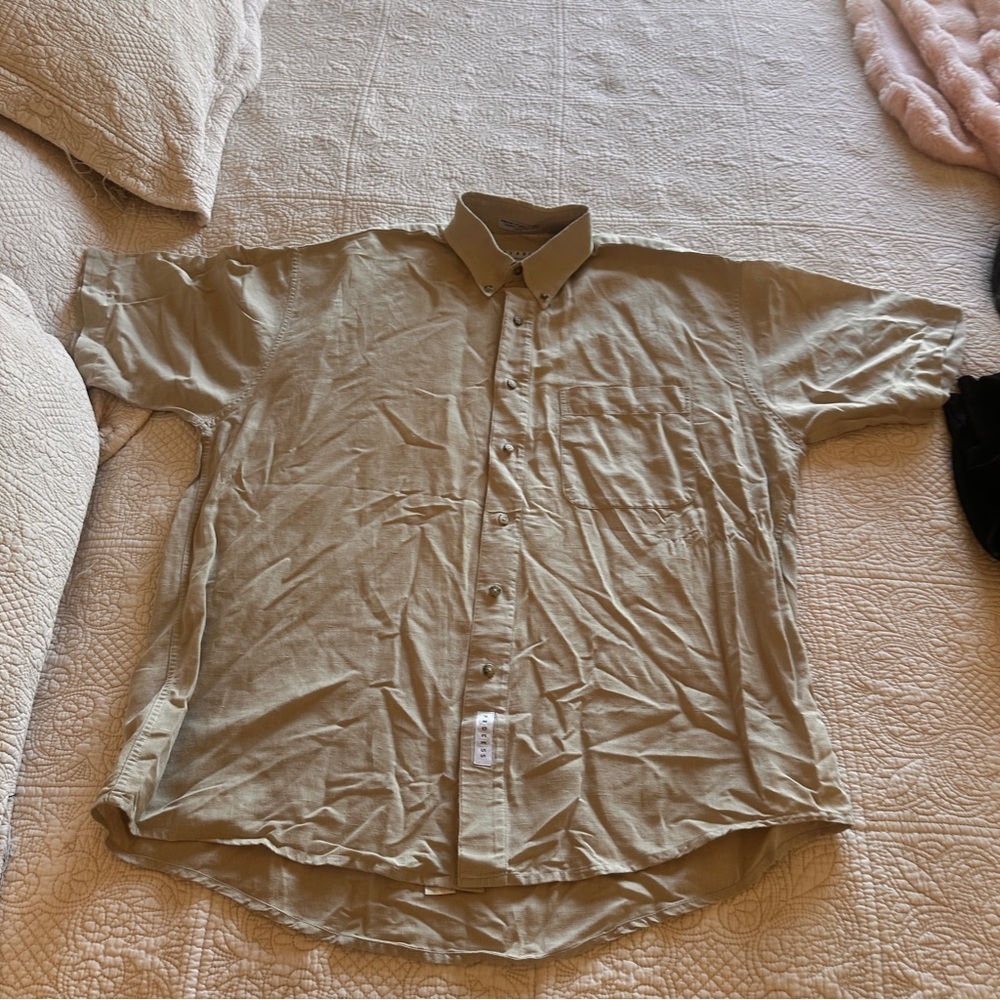 Process 2000 Savane Beige Linen Cotton Blend Men’s Button up Size Large Office